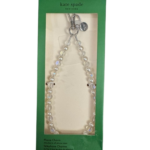 kate spade Clear Floral Phone Strap in Sea Pearl and Silver - Picture 5 of 6